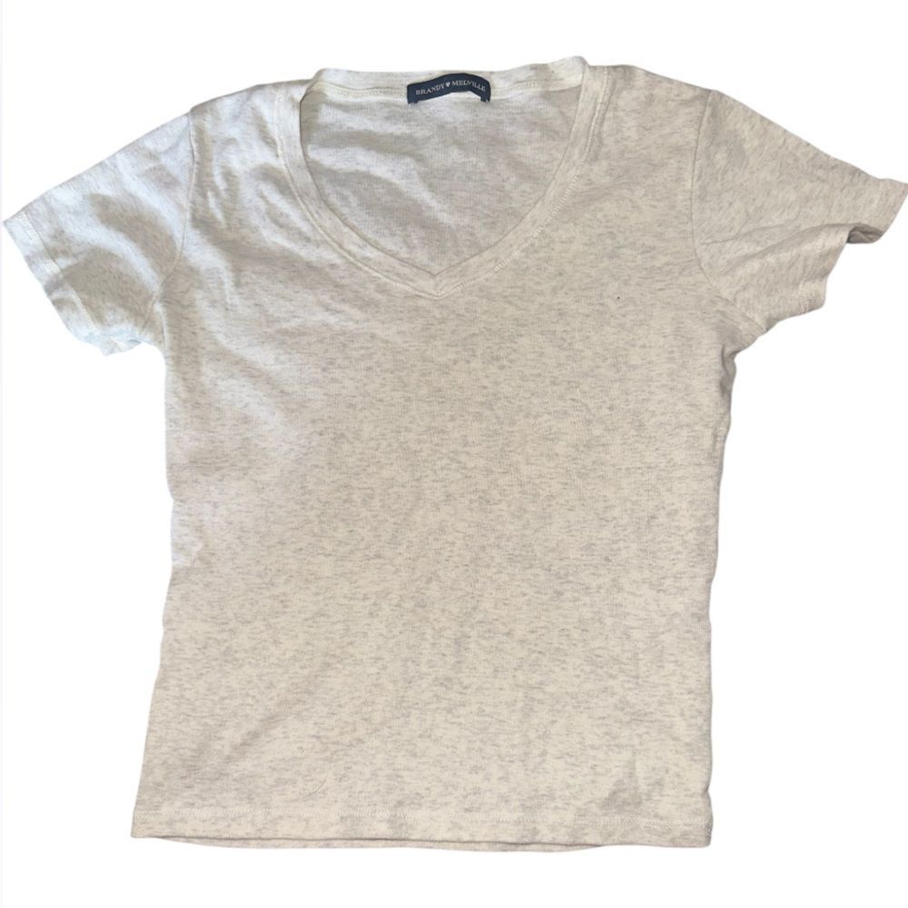 Brandy Melville Heather Gray V-Neck T-Shirt.